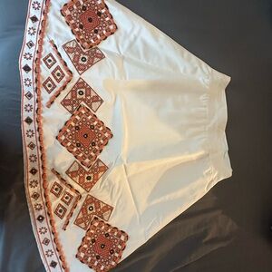 Lafayette 148 New York Cream and Brown A-Line Skirt